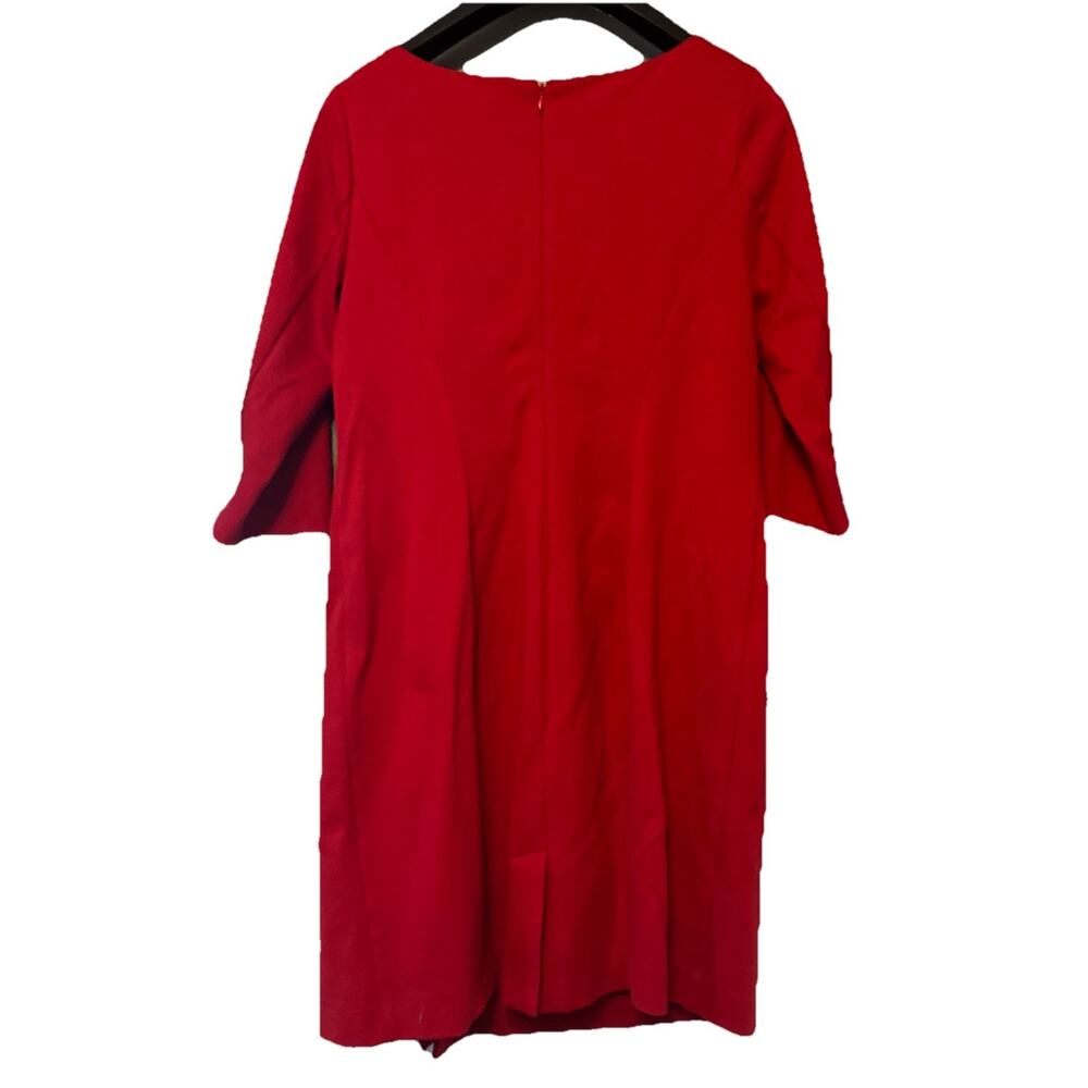 Talbots Red Sheath Midi Dress 12 P 3/4 Sleeve Stretch Simple Minimalist - Picture 5 of 7